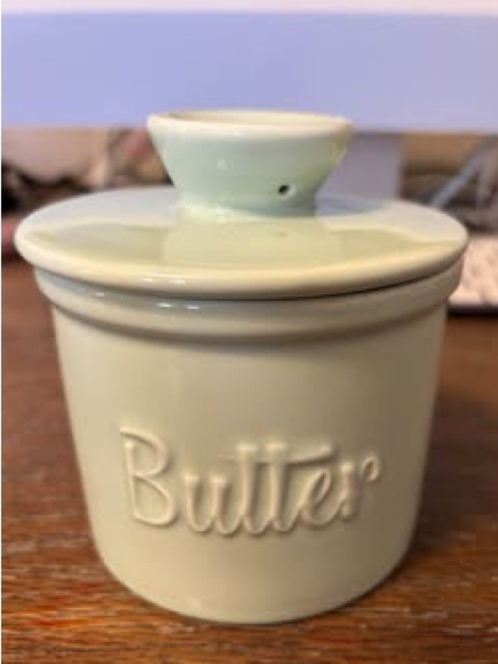 Ceramic Butter Crock in Light Teal